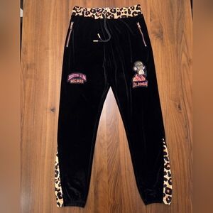 Death Row Records x Dr. Bombay Velour Joggers with Leopard Waistband - Size Med